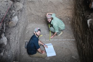 Shane and George drawing the lower floor in the Northeast Acropolis